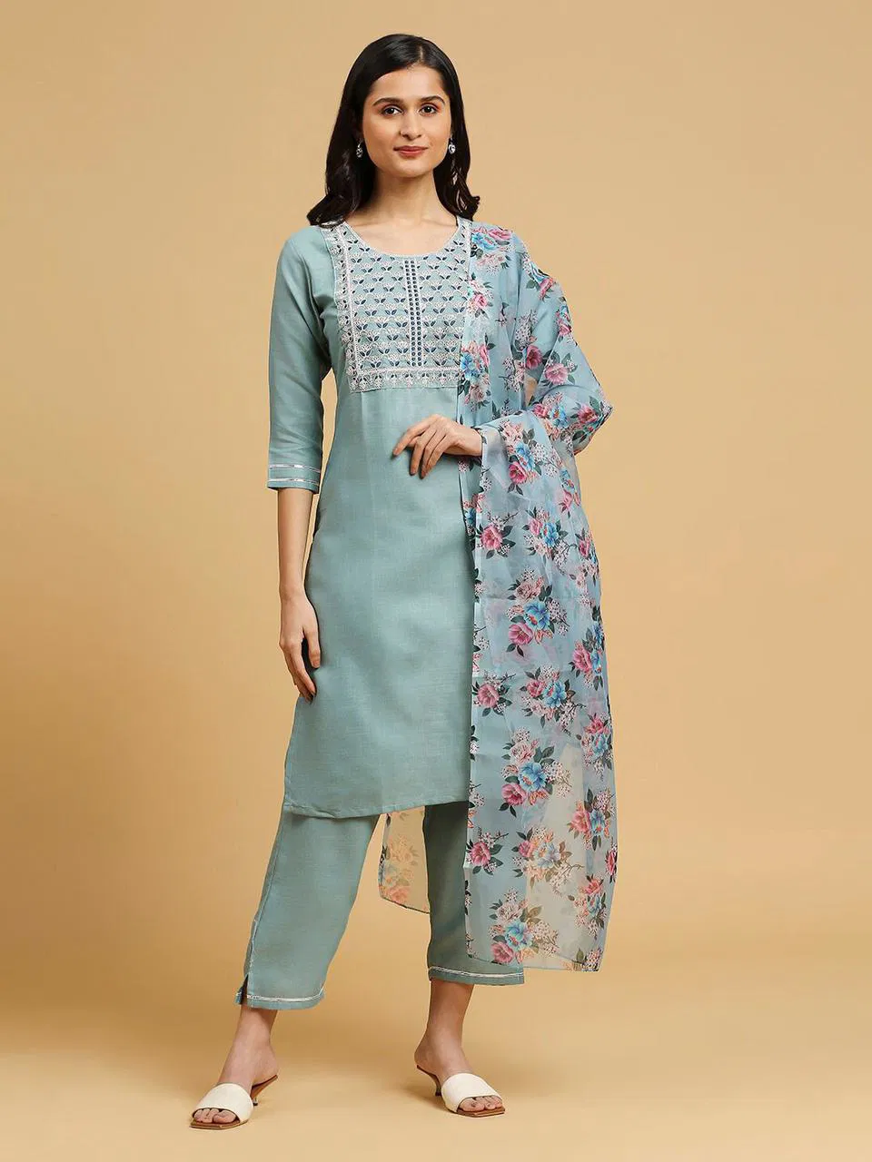 VT Designer Cotton Embroidery Kurti With Bottom Dupatta Wholesale Clothing Distributors in India